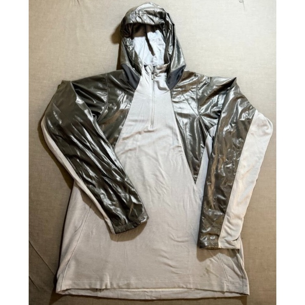 Jordan Training Fitted‎ Jacket Mens L Gray Pullover 1/4 Zip Long Sleeve Hooded